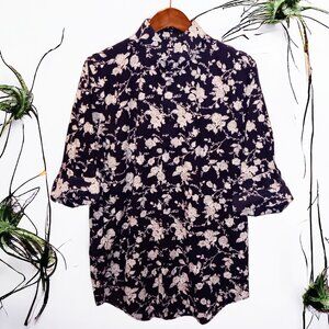 Express ★ Men's Casual Button-Up Dress Shirt ★ Saint-Étienne Floral Print